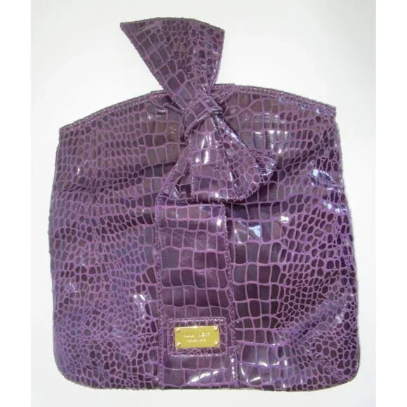 Nine West Clutch Purse -Purple Faux Snakeskin Leather with Bow -New without tags - Picture 4 of 16